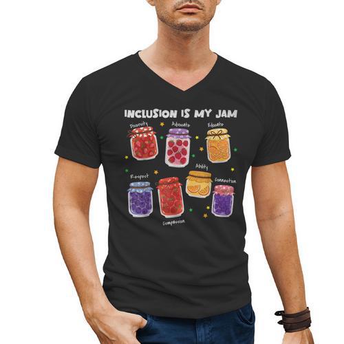 Inclusion Is My Jam Special Education Teacher Para Autism Men's V-Neck T-Shirt - teacherstshirts.com AU