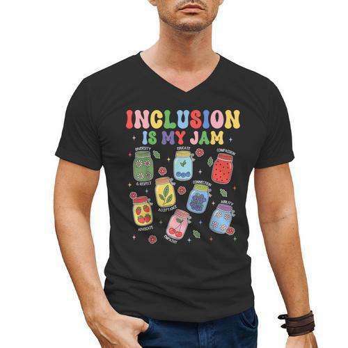 Inclusion Is My Jam SPED Teacher Special Education Life Men's V-Neck T-Shirt - teacherstshirts.com UK