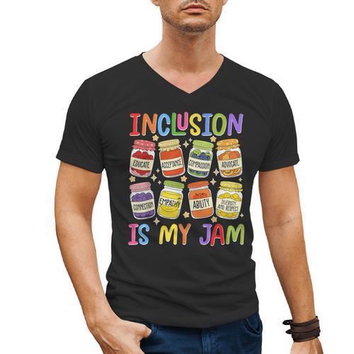 Inclusion Is My Jam SPED Teacher Special Education Teacher Men's V-Neck T-Shirt - teacherstshirts.com AU