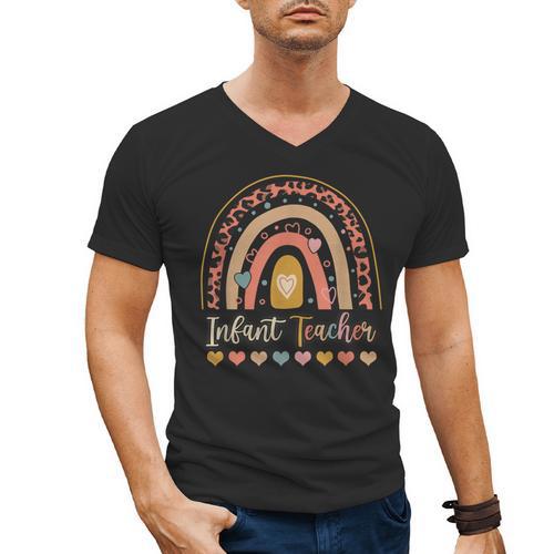 Infant Teacher Leopard Boho Rainbow Appreciation Men's V-Neck T-Shirt - teacherstshirts.com AU