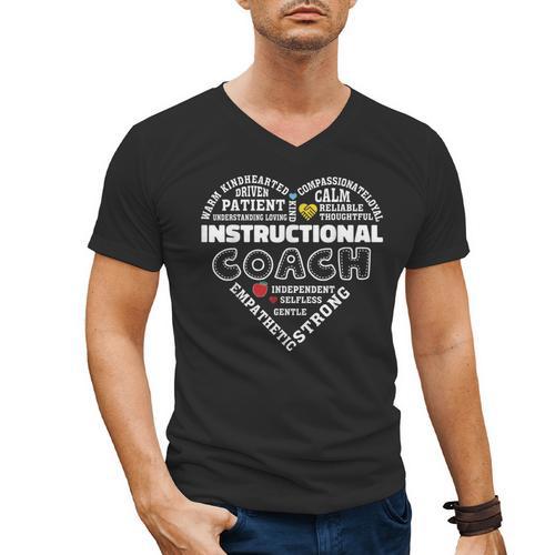 Instructional Coach Heart Teachers Appreciation Men's V-Neck T-Shirt - teacherstshirts.com CA