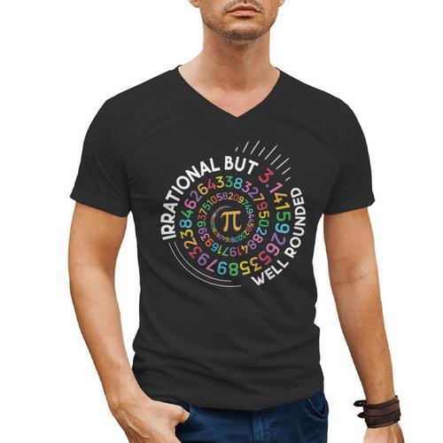 Irrational But Well Rounded Pi Day Math Teacher Student Geek Men's V-Neck T-Shirt - teacherstshirts.com