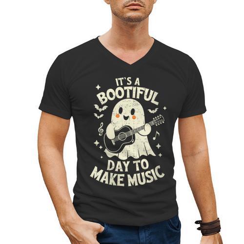 It's A Bootiful Day To Make Music Halloween Music Teacher Men's V-Neck T-Shirt - teacherstshirts.com AU