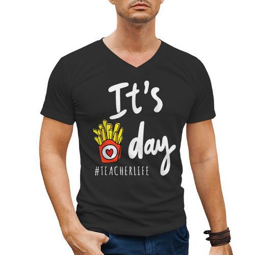 It's Fry Day Teacher Life Men's V-Neck T-Shirt - teacherstshirts.com DE