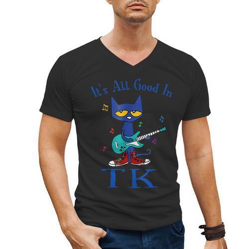 Its All Good In TK Cat Transitional Kindergarten Teacher Kid Men's V-Neck T-Shirt - teacherstshirts.com