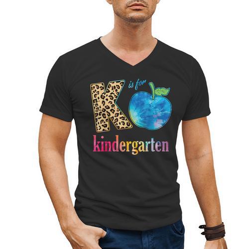 K Is For Kindergarten Teacher Tie Dye Back To School Kinder For Men Women Girls Kids Men's V-Neck T-Shirt - teacherstshirts.com