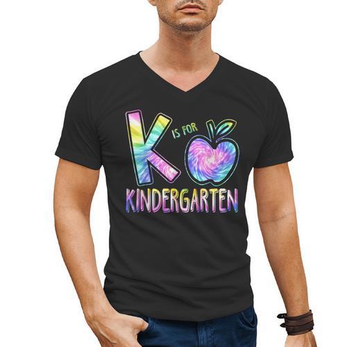 K Is For Kindergarten Teacher Tie Dye Back To School Kinder Men's V-Neck T-Shirt - teacherstshirts.com AU