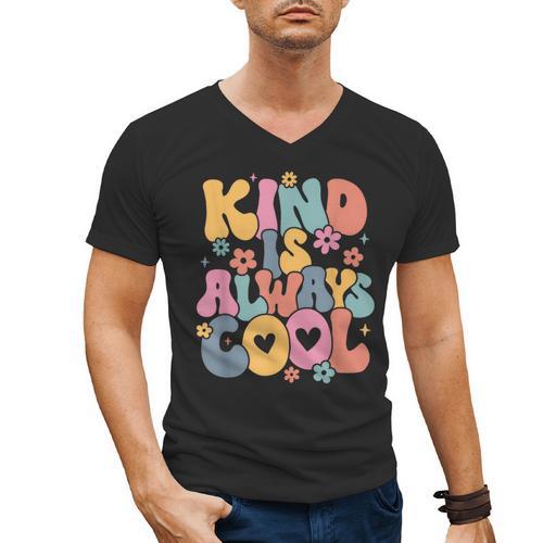 Kind Is Always Cool Groovy Teacher Be Kind Kindness Matters Men's V-Neck T-Shirt - teacherstshirts.com AU