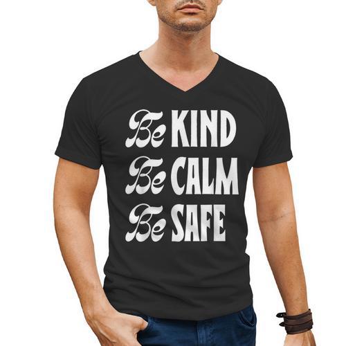 Be Kind Be Calm Be Safe Awareness For Teachers For Men Women Kids Men's V-Neck T-Shirt - teacherstshirts.com