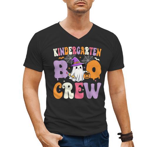 Kindergarten Boo Crew Spooky Kindergarten Halloween Teacher Men's V-Neck T-Shirt - teacherstshirts.com CA