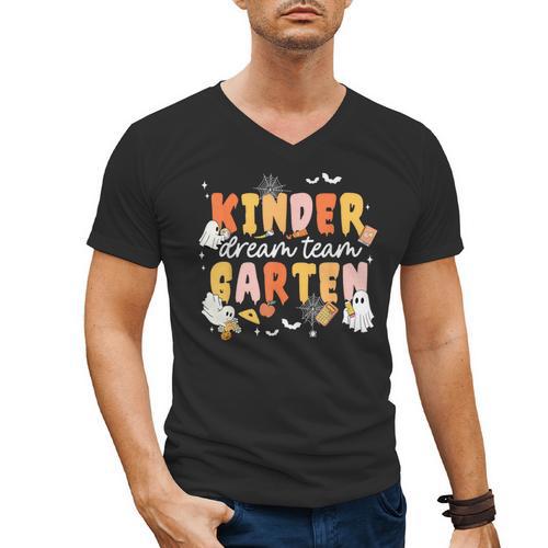 Kindergarten Dream Ghost Team Fall Halloween Spooky Teachers Men's V-Neck T-Shirt - teacherstshirts.com DE