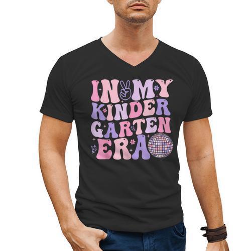 In My Kindergarten Era Teacher Kids Back To School Kinder Men's V-Neck T-Shirt - teacherstshirts.com