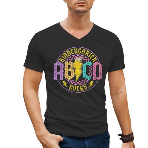 Kindergarten Rocks ABCD Back To School Rock Teacher Men's V-Neck T-Shirt - teacherstshirts.com AU