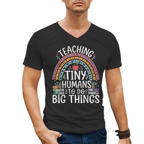 Kindergarten Teacher Tiny Humans Pre-School Teacher Men's V-Neck T-Shirt - teacherstshirts.com UK