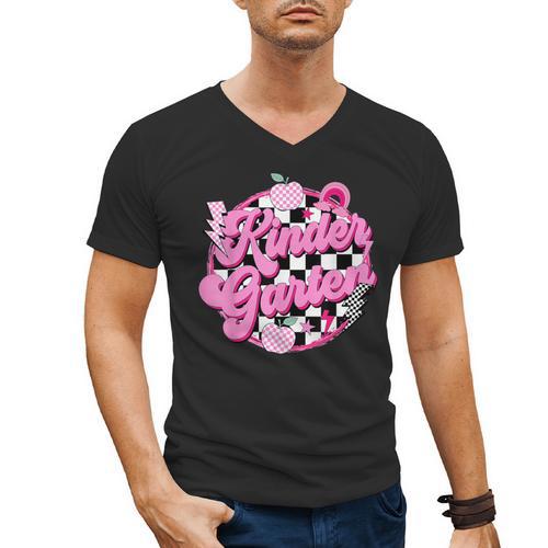 Kindergarten Teacher Women Checkered First Day Of School Men's V-Neck T-Shirt - teacherstshirts.com