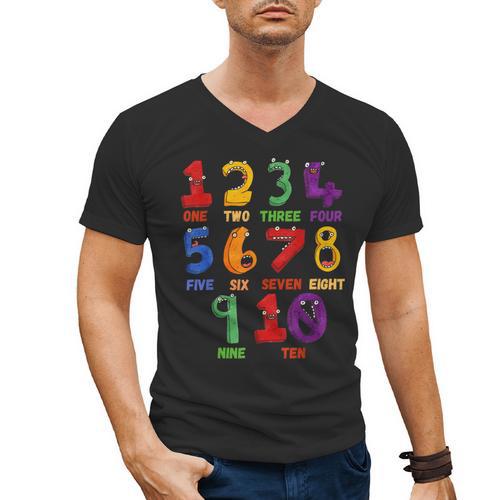 Learning Math Numbers Counting Back To School Teacher For Men Women Girls Kids Men's V-Neck T-Shirt - teacherstshirts.com AU