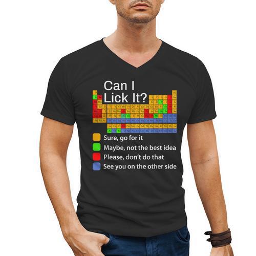 Can I Lick It Periodic Table Chemistry Teachers Men's V-Neck T-Shirt - teacherstshirts.com CA