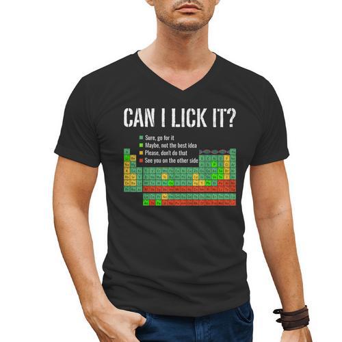 Can I Lick It Periodic Table Science Teacher Student Men's V-Neck T-Shirt - teacherstshirts.com CA