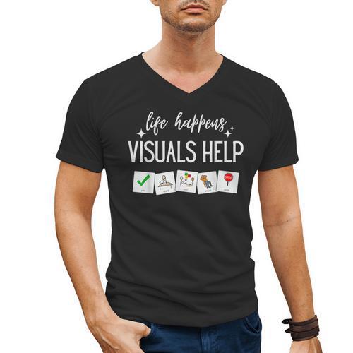 Life Happens Visuals Help Special Education Teacher Aide Men Women Men's V-Neck T-Shirt - teacherstshirts.com UK