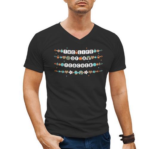 The Life Of A Teacher Friendship Bracelets Elementary School Men's V-Neck T-Shirt - teacherstshirts.com AU