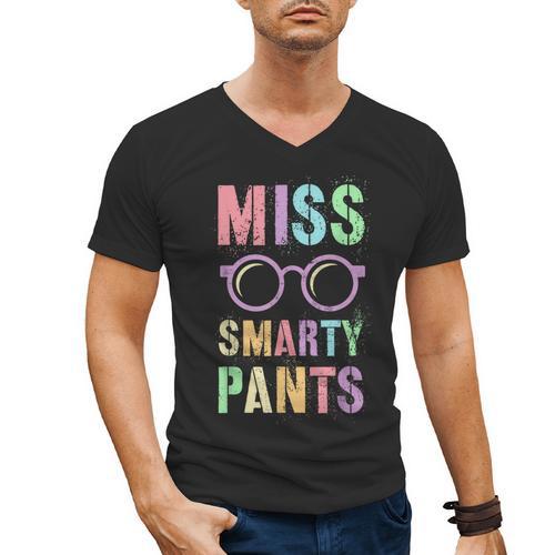 Little MISS SMARTY PANTS School Grad Teacher Last Day Men's V-Neck T-Shirt - teacherstshirts.com DE