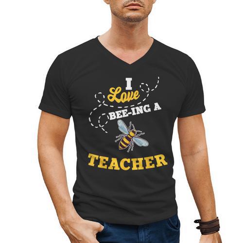I Love Bee-Ing A Teacher Honey Bee Job Profession Men's V-Neck T-Shirt - teacherstshirts.com UK