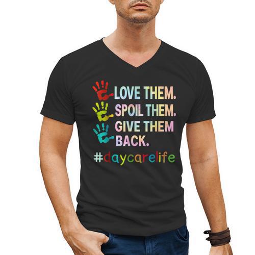 Love Daycare Provider Childcare Teacher Tie Dye Men's V-Neck T-Shirt - teacherstshirts.com