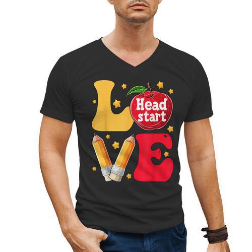 Love Headstart Head Start Teachers First Day Of School Men's V-Neck T-Shirt - teacherstshirts.com AU