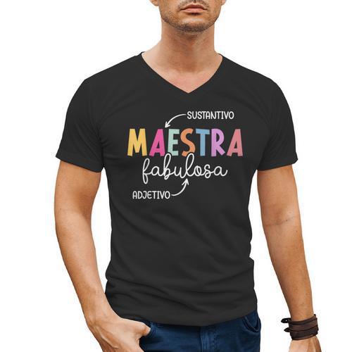 Maestra Fabulosa Maestra De EspañOl Spanish Teacher Men's V-Neck T-Shirt - teacherstshirts.com AU