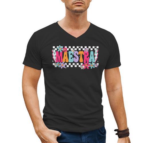 Maestra Teacher Spanish Back To School First Day Of School Men's V-Neck T-Shirt - teacherstshirts.com DE