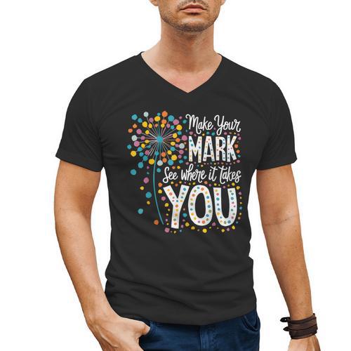 Make Your Mark Dandelion Happy Dot Day Shirts Teacher Kids Men's V-Neck T-Shirt - teacherstshirts.com