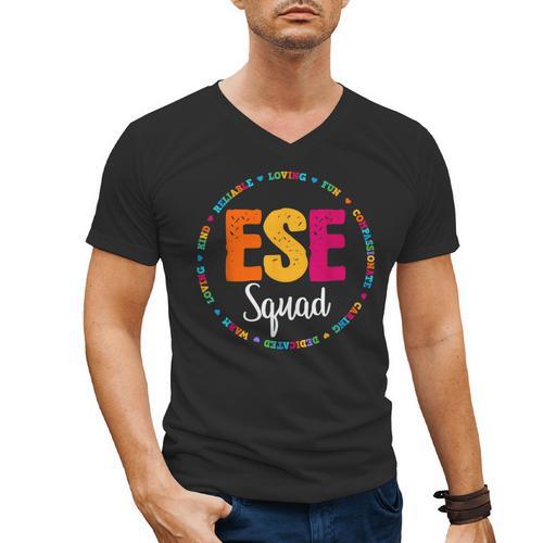 Matching ESE Squad First Last Day Team Teacher Student Tribe Men's V-Neck T-Shirt - teacherstshirts.com AU