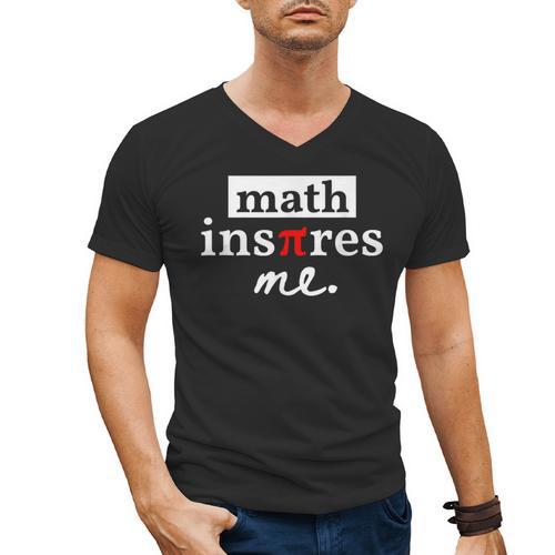 Math Inspires Me Spelled With Pi Day Teacher Men's V-Neck T-Shirt - teacherstshirts.com