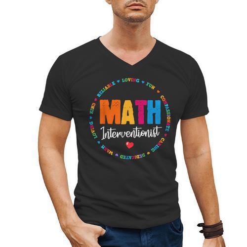 Math Interventionist Teacher Coach Squad Mathematics STEM Men's V-Neck T-Shirt - teacherstshirts.com DE