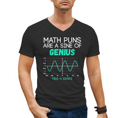 Math Puns Are a Sine Of Genius Math Teacher T-Shirt Men's V-Neck T-Shirt - teacherstshirts.com AU