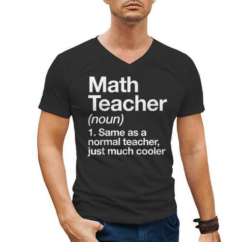 Math Teacher Definition Back To School First Day Men's V-Neck T-Shirt - teacherstshirts.com DE