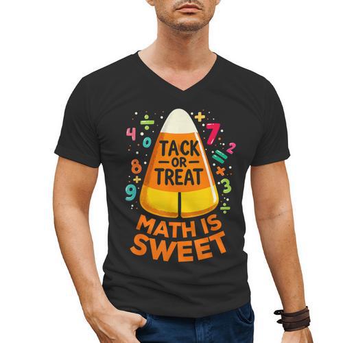 Math Teacher Halloween Costume Trick Or Treat Math Sweet Men's V-Neck T-Shirt - teacherstshirts.com AU