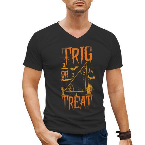 Math Teacher Nerd Student Halloween Trig Or Treat Men's V-Neck T-Shirt - teacherstshirts.com AU