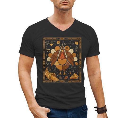 Math Turkey Teacher Thanksgiving Geometric Pi Equation Men's V-Neck T-Shirt - teacherstshirts.com DE