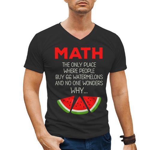 Math Watermelon Calculation Joke Teacher Student Men's V-Neck T-Shirt - teacherstshirts.com AU
