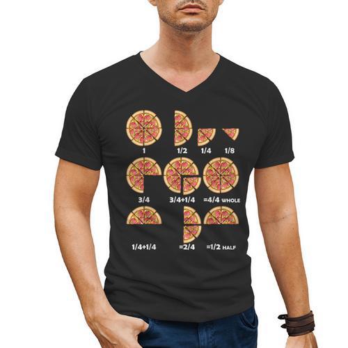 Maths Day Costume Idea Kids Teachers Pizza Slice Fraction Men's V-Neck T-Shirt - teacherstshirts.com DE