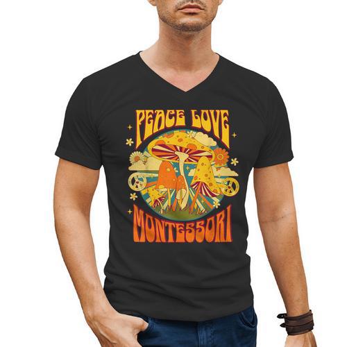 Montessori School Montessori Teacher Peace Love Montessori For Men Women Men's V-Neck T-Shirt - teacherstshirts.com DE