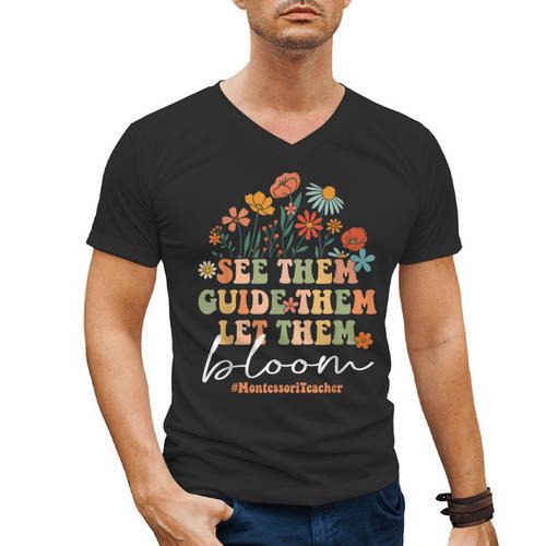 Montessori Teacher Men's V-Neck T-Shirt - teacherstshirts.com