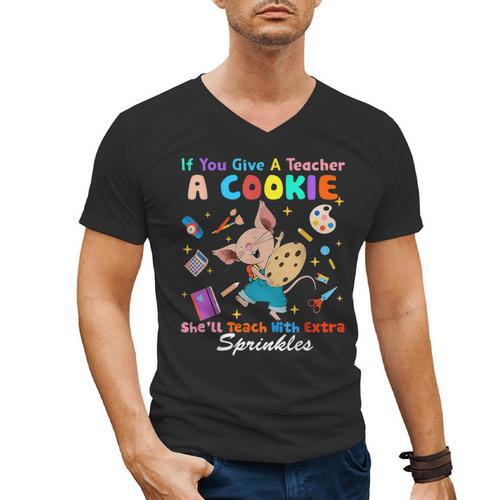 Mouse If You Give A Teacher A Student She Will Love You Men's V-Neck T-Shirt - teacherstshirts.com DE