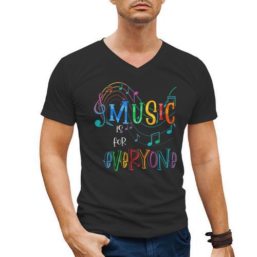 Music Is For Everyone Love For Music Teachers Men's V-Neck T-Shirt - teacherstshirts.com