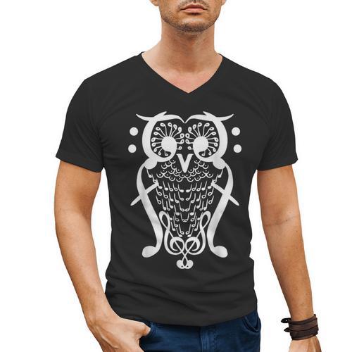 Music Note Owl Shirt Musicians Teacher Birthday Bird Men's V-Neck T-Shirt - teacherstshirts.com CA