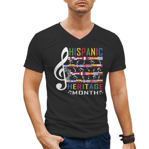 Music Teacher Kid National Hispanic Heritage Month Men's V-Neck T-Shirt - teacherstshirts.com UK