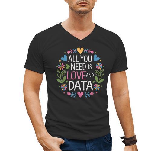 All You Need Is Love And Data Teacher Valentine's Day Men's V-Neck T-Shirt - teacherstshirts.com