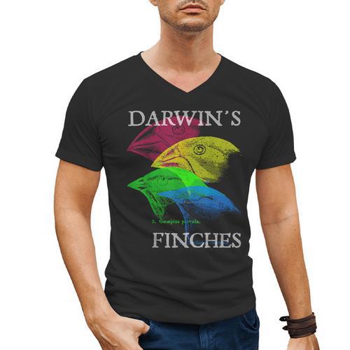 Nerdy Darwin's Finches Evolution Science Biology Teacher Men's V-Neck T-Shirt - teacherstshirts.com DE