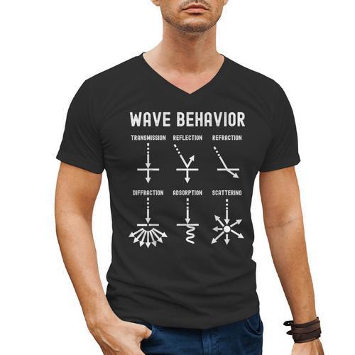 Nerdy Vintage Wave Behavior Physics Science Teacher Geek Men Women Girls Kids Men's V-Neck T-Shirt - teacherstshirts.com UK
